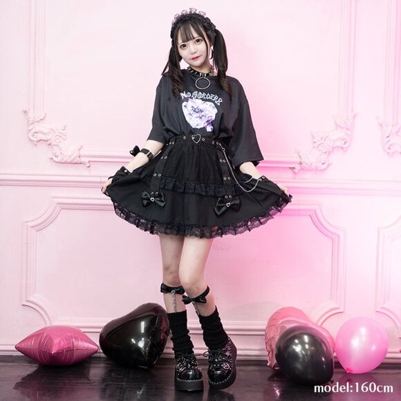 ACDC RAG - Love Punk Black Lolita Mini Skirt - Picture 6 of 6